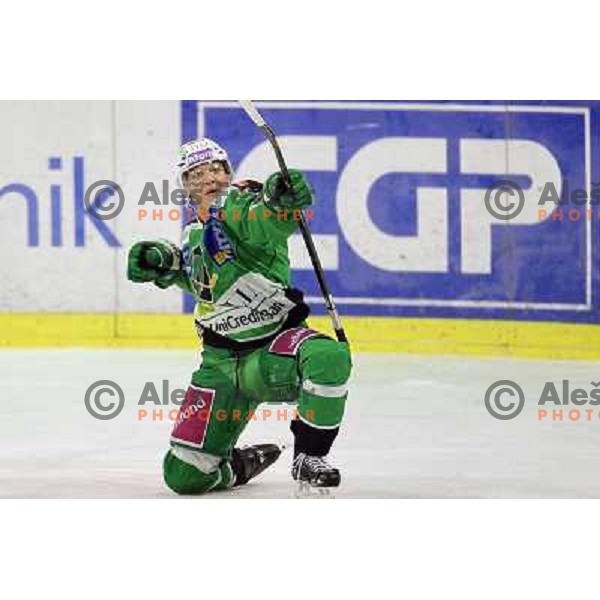 John Hughes of Tilia Olimpija in action during EBEL league regular season ice-hockey match in round 49 between HDD Tilia Olimpija Ljubljana and EC Kac Klagenfurt in Hala Tivoli, Ljubljana, Slovenia on January 31,2012 