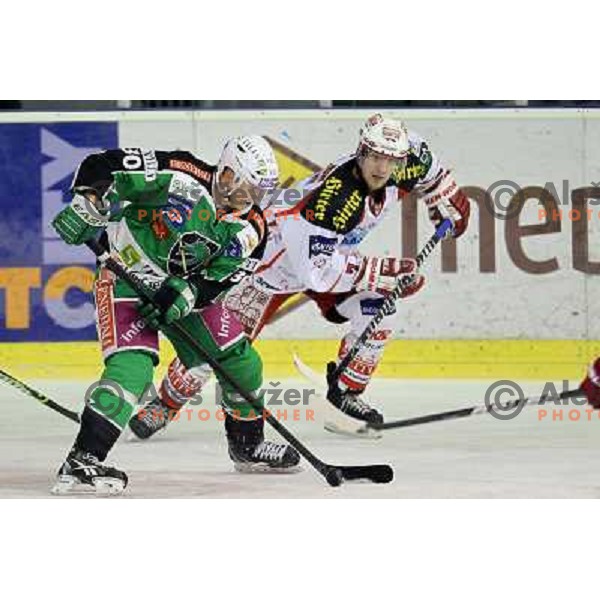 Erik Pance of Tilia Olimpija in action during EBEL league regular season ice-hockey match in round 49 between HDD Tilia Olimpija Ljubljana and EC Kac Klagenfurt in Hala Tivoli, Ljubljana, Slovenia on January 31,2012 