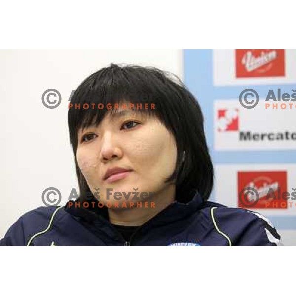 Liudmila Bodnieva of RK Krim Mercator during press conference before start of second phase of Womens Champions league in Stozice Sports Hall, Ljubljana, Slovenia on January 31,2012 