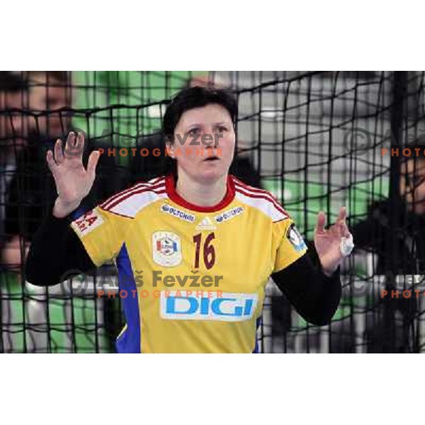 Luminita Dinu of C.S. Oltchim Valcea during handball match RK Krim Mercator (Slovenia) and C.S.Oltchim Valcea (Romunia) in second phase of EHF Women\'s Champions league, played in Stozice Sports Hall, Ljubljana, Slovenia on February 4, 2012 