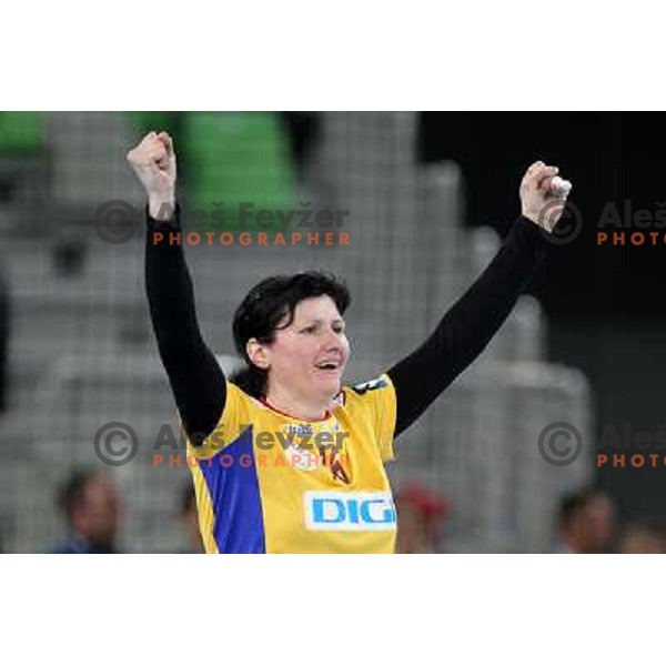 Luminita Dinu of C.S. Oltchim Valcea during handball match RK Krim Mercator (Slovenia) and C.S.Oltchim Valcea (Romunia) in second phase of EHF Women\'s Champions league, played in Stozice Sports Hall, Ljubljana, Slovenia on February 4, 2012 