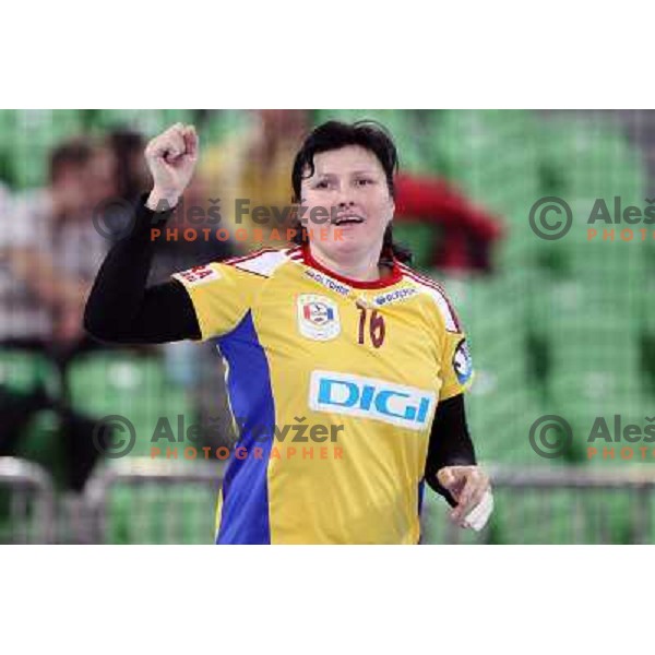 Luminita Dinu of C.S. Oltchim Valcea during handball match RK Krim Mercator (Slovenia) and C.S.Oltchim Valcea (Romunia) in second phase of EHF Women\'s Champions league, played in Stozice Sports Hall, Ljubljana, Slovenia on February 4, 2012 