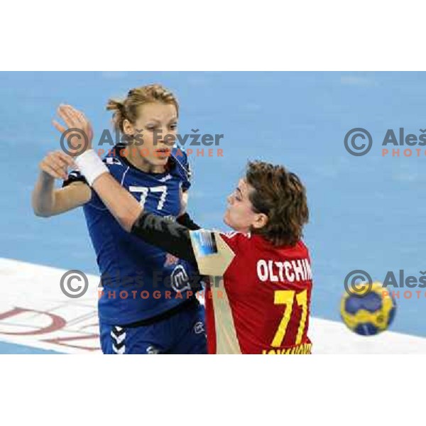 Gorica Acimovic of RK Krim Mercator in action during handball match RK Krim Mercator (Slovenia) and C.S.Oltchim Valcea (Romunia) in second phase of EHF Women\'s Champions league, played in Stozice Sports Hall, Ljubljana, Slovenia on February 4, 2012 