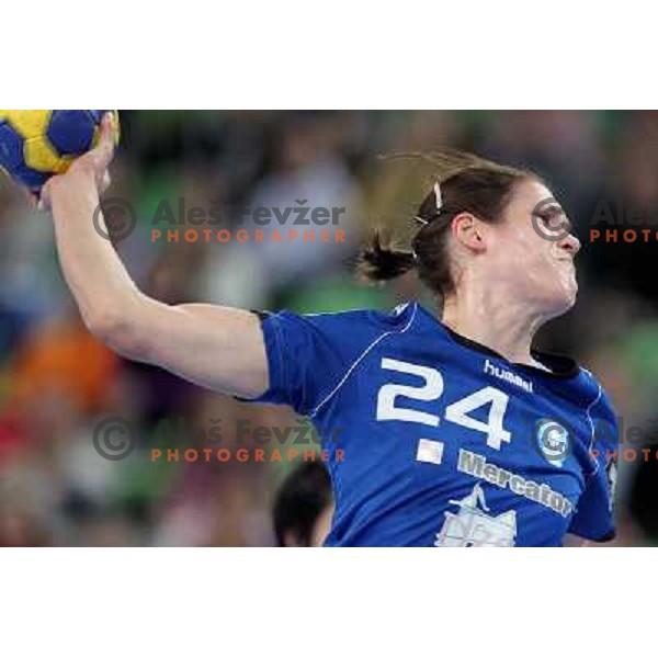 Kristina Franic of RK Krim Mercator in action during handball match RK Krim Mercator (Slovenia) and C.S.Oltchim Valcea (Romunia) in second phase of EHF Women\'s Champions league, played in Stozice Sports Hall, Ljubljana, Slovenia on February 4, 2012 