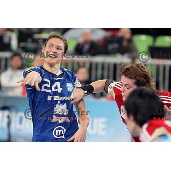 Kristina Franic of RK Krim Mercator in action during handball match RK Krim Mercator (Slovenia) and C.S.Oltchim Valcea (Romunia) in second phase of EHF Women\'s Champions league, played in Stozice Sports Hall, Ljubljana, Slovenia on February 4, 2012 