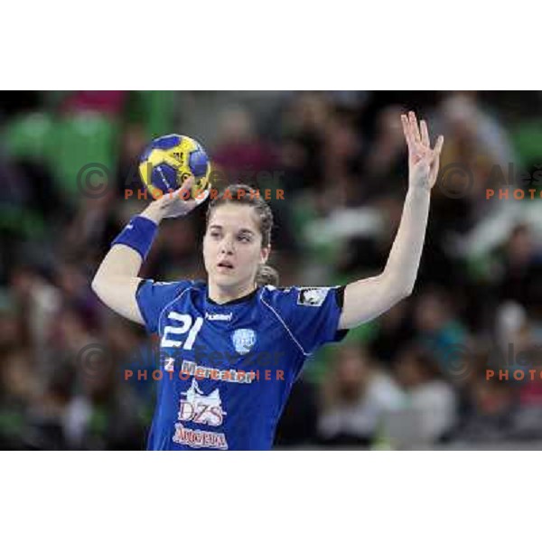 Alja Jankovic of RK Krim Mercator in action during handball match RK Krim Mercator (Slovenia) and C.S.Oltchim Valcea (Romunia) in second phase of EHF Women\'s Champions league, played in Stozice Sports Hall, Ljubljana, Slovenia on February 4, 2012 