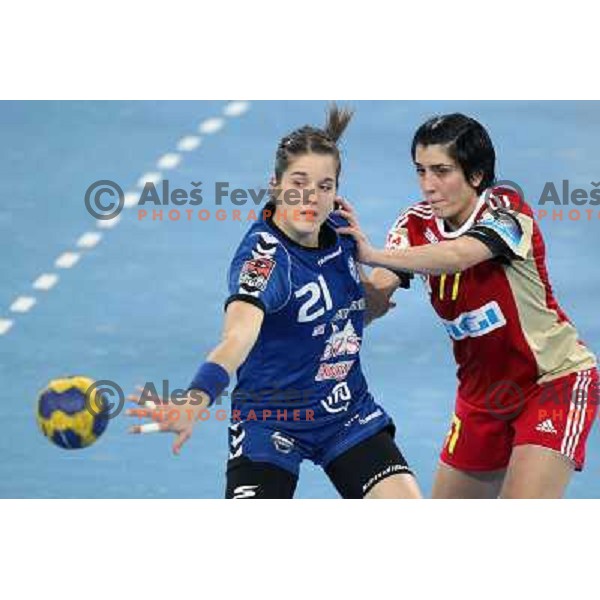 Alja Jankovic of RK Krim Mercator in action during handball match RK Krim Mercator (Slovenia) and C.S.Oltchim Valcea (Romunia) in second phase of EHF Women\'s Champions league, played in Stozice Sports Hall, Ljubljana, Slovenia on February 4, 2012 