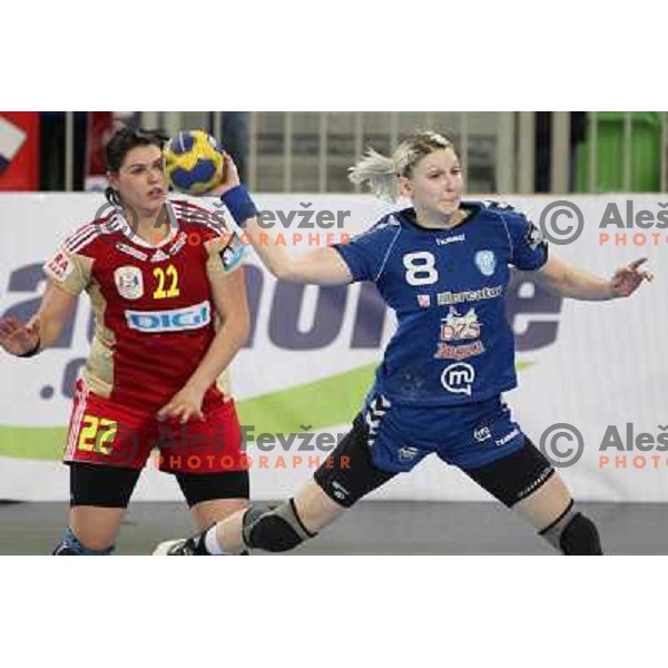Tamara Mavsar of RK Krim Mercator in action during handball match RK Krim Mercator (Slovenia) and C.S.Oltchim Valcea (Romunia) in second phase of EHF Women\'s Champions league, played in Stozice Sports Hall, Ljubljana, Slovenia on February 4, 2012 