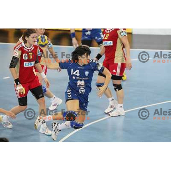 Liudmila Bodnieva of RK Krim Mercator in action during handball match RK Krim Mercator (Slovenia) and C.S.Oltchim Valcea (Romunia) in second phase of EHF Women\'s Champions league, played in Stozice Sports Hall, Ljubljana, Slovenia on February 4, 2012 
