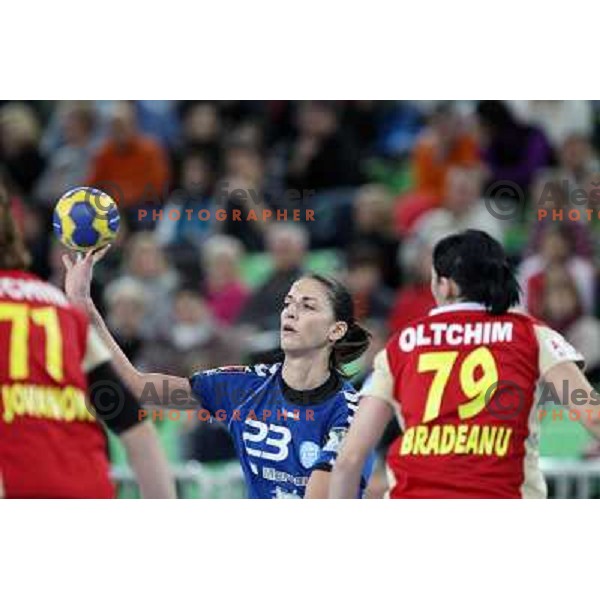 Andrea Penezic of RK Krim Mercator in action during handball match RK Krim Mercator (Slovenia) and C.S.Oltchim Valcea (Romunia) in second phase of EHF Women\'s Champions league, played in Stozice Sports Hall, Ljubljana, Slovenia on February 4, 2012 