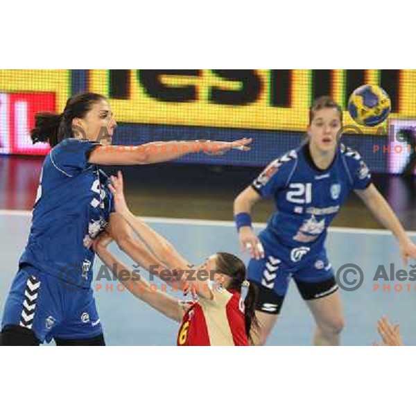 Andrea Penezic of RK Krim Mercator in action during handball match RK Krim Mercator (Slovenia) and C.S.Oltchim Valcea (Romunia) in second phase of EHF Women\'s Champions league, played in Stozice Sports Hall, Ljubljana, Slovenia on February 4, 2012 