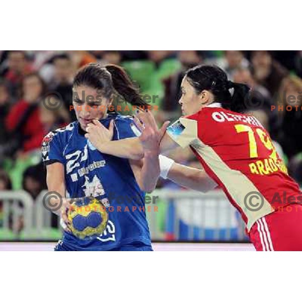Andrea Penezic of RK Krim Mercator in action during handball match RK Krim Mercator (Slovenia) and C.S.Oltchim Valcea (Romunia) in second phase of EHF Women\'s Champions league, played in Stozice Sports Hall, Ljubljana, Slovenia on February 4, 2012 