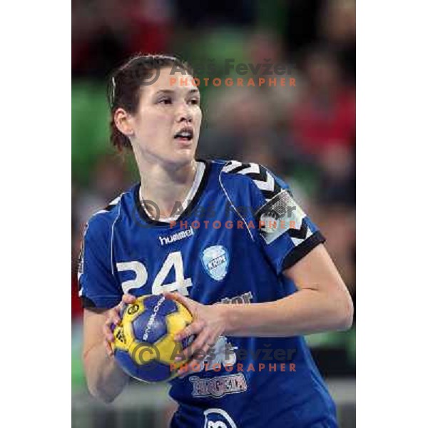 Kristina Franic of RK Krim Mercator in action during handball match RK Krim Mercator (Slovenia) and C.S.Oltchim Valcea (Romunia) in second phase of EHF Women\'s Champions league, played in Stozice Sports Hall, Ljubljana, Slovenia on February 4, 2012 