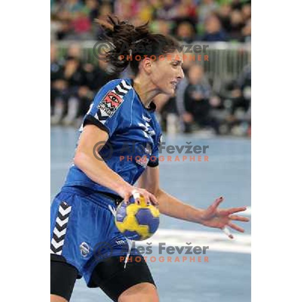 Andrea Penezic of RK Krim Mercator in action during handball match RK Krim Mercator (Slovenia) and C.S.Oltchim Valcea (Romunia) in second phase of EHF Women\'s Champions league, played in Stozice Sports Hall, Ljubljana, Slovenia on February 4, 2012 