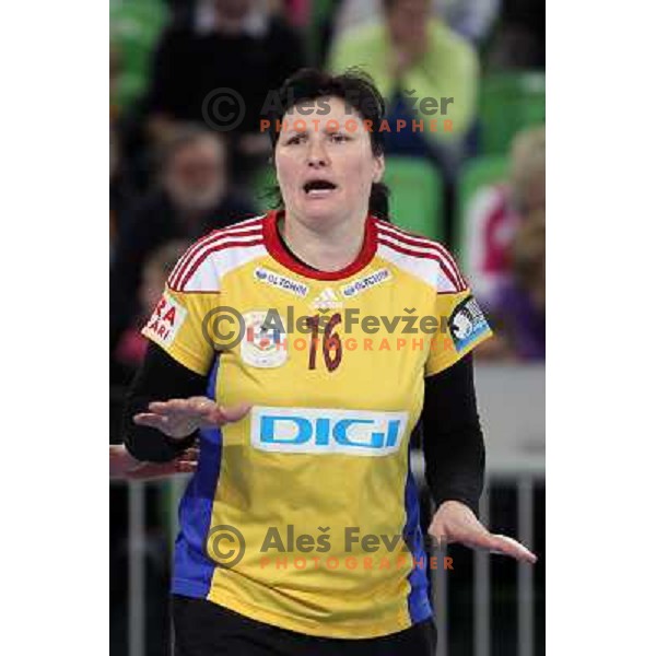 Luminita Dinu of C.S. Oltchim Valcea during handball match RK Krim Mercator (Slovenia) and C.S.Oltchim Valcea (Romunia) in second phase of EHF Women\'s Champions league, played in Stozice Sports Hall, Ljubljana, Slovenia on February 4, 2012 