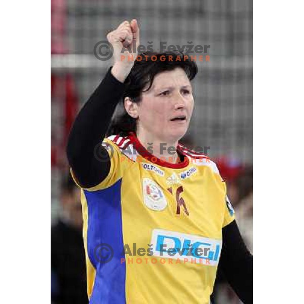 Luminita Dinu of C.S. Oltchim Valcea during handball match RK Krim Mercator (Slovenia) and C.S.Oltchim Valcea (Romunia) in second phase of EHF Women\'s Champions league, played in Stozice Sports Hall, Ljubljana, Slovenia on February 4, 2012 