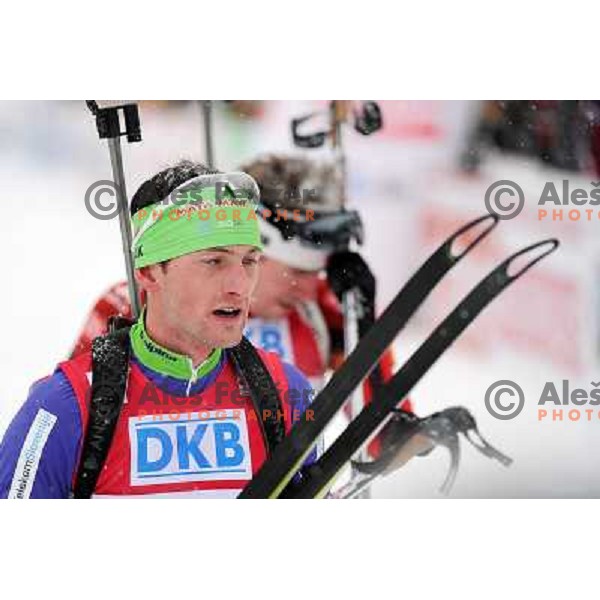 Jakov Fak of Slovenia during biathlon World Cup race in Antholz-Anterselva in Italy on January 21,2012 