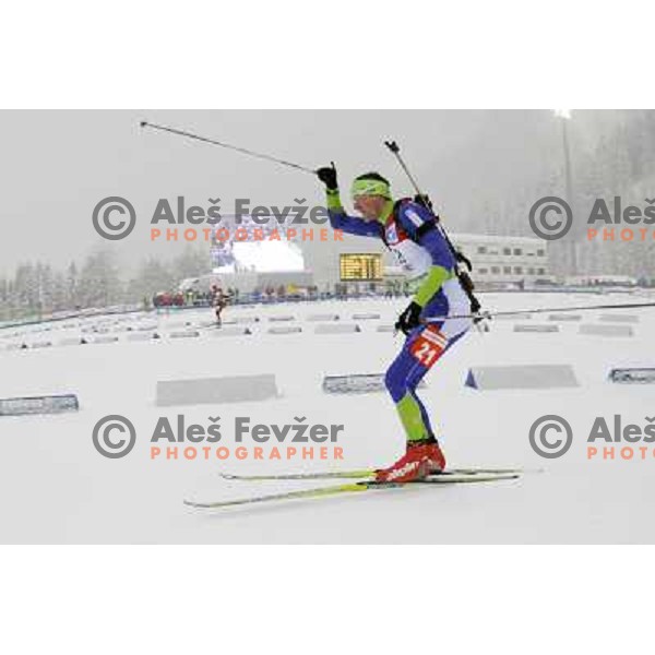Jakov Fak of Slovenia during biathlon World Cup race in Antholz-Anterselva in Italy on January 21,2012 