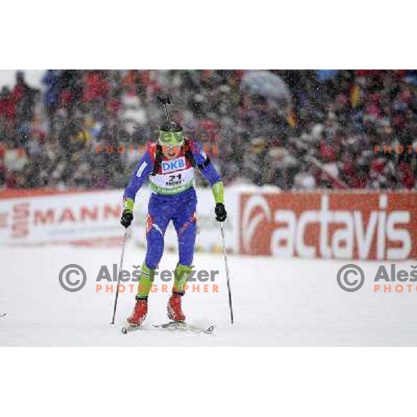 Jakov Fak of Slovenia during biathlon World Cup race in Antholz-Anterselva in Italy on January 21,2012 