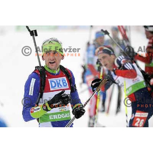 Jakov Fak of Slovenia during biathlon World Cup race in Antholz-Anterselva in Italy on January 21,2012 