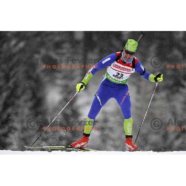 Klemen Bauer of Slovenia during biathlon World Cup race in Antholz-Anterselva in Italy on January 20,2012 