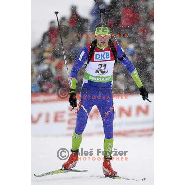 Jakov Fak of Slovenia during biathlon World Cup race in Antholz-Anterselva in Italy on January 21,2012 