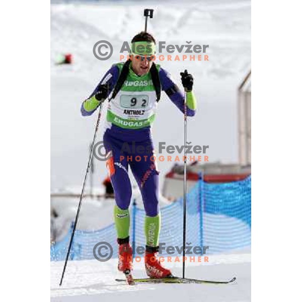 Jakov Fak of Slovenia during biathlon World Cup race in Antholz-Anterselva in Italy on January 22,2012 
