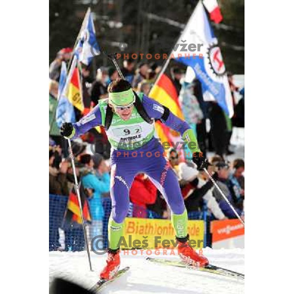 Jakov Fak of Slovenia during biathlon World Cup race in Antholz-Anterselva in Italy on January 22,2012 