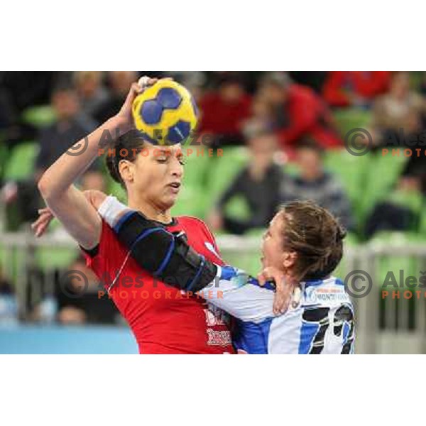 Andrea Penezic of RK Krim Mercator in action during handball match RK Krim Mercator -Buducnost Podgorica in EHF Women\'s Champions league, played in Stozice, Ljubljana, Slovenia on February 24,2012 