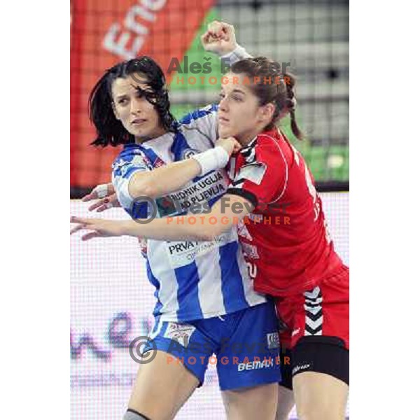 Alja Jankovic of Krim Mercator in action during handball match RK Krim Mercator -Buducnost Podgorica in EHF Women\'s Champions league, played in Stozice, Ljubljana, Slovenia on February 24,2012 