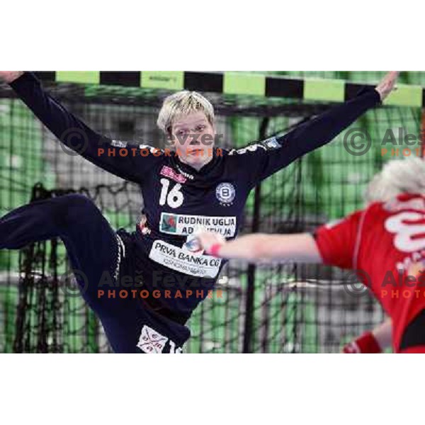 Clara Woltering of Buducnost in action during handball match RK Krim Mercator -Buducnost Podgorica in EHF Women\'s Champions league, played in Stozice, Ljubljana, Slovenia on February 24,2012 