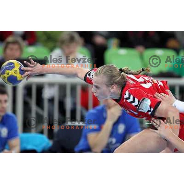 Barbara Lazovic of RK Krim Mercator in action during handball match RK Krim Mercator -Buducnost Podgorica in EHF Women\'s Champions league, played in Stozice, Ljubljana, Slovenia on February 24,2012 