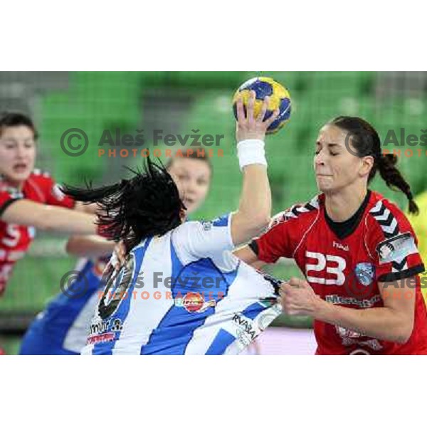 Andrea Penezic of RK Krim Mercator in action during handball match RK Krim Mercator -Buducnost Podgorica in EHF Women\'s Champions league, played in Stozice, Ljubljana, Slovenia on February 24,2012 