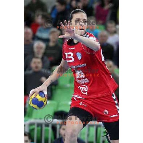 Andrea Penezic of RK Krim Mercator in action during handball match RK Krim Mercator -Buducnost Podgorica in EHF Women\'s Champions league, played in Stozice, Ljubljana, Slovenia on February 24,2012 