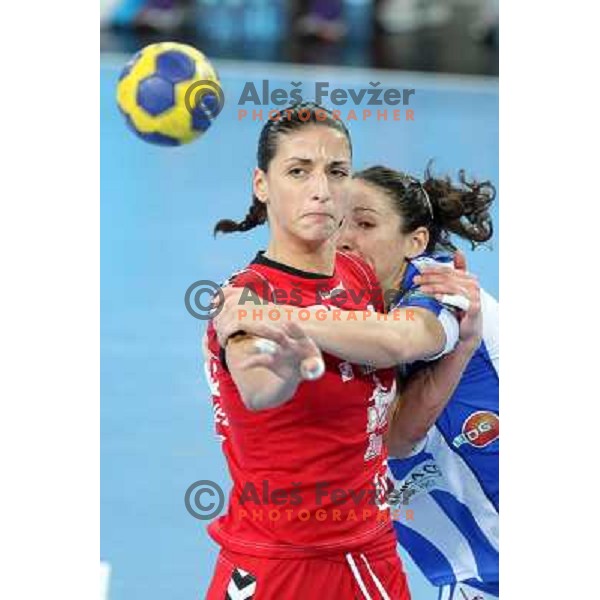 Andrea Penezic of RK Krim Mercator in action during handball match RK Krim Mercator -Buducnost Podgorica in EHF Women\'s Champions league, played in Stozice, Ljubljana, Slovenia on February 24,2012 