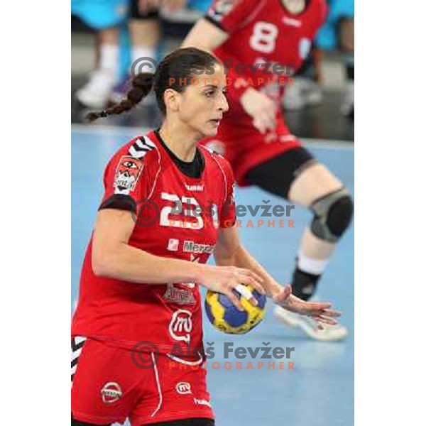 Andrea Penezic of RK Krim Mercator in action during handball match RK Krim Mercator -Buducnost Podgorica in EHF Women\'s Champions league, played in Stozice, Ljubljana, Slovenia on February 24,2012 