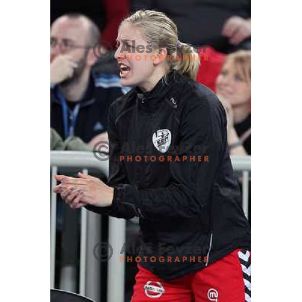 Sanja Gregorc of RK Krim Mercator in action during handball match RK Krim Mercator -Buducnost Podgorica in EHF Women\'s Champions league, played in Stozice, Ljubljana, Slovenia on February 24,2012 