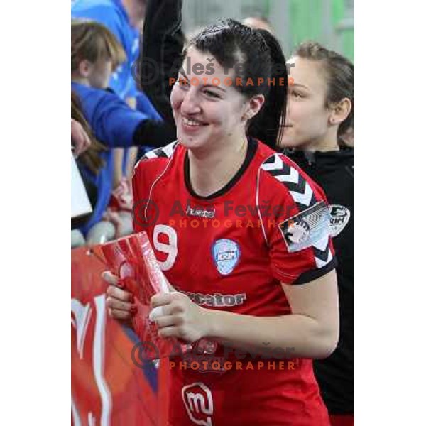 Maja Son of RK Krim Mercator in action during handball match RK Krim Mercator -Buducnost Podgorica in EHF Women\'s Champions league, played in Stozice, Ljubljana, Slovenia on February 24,2012 