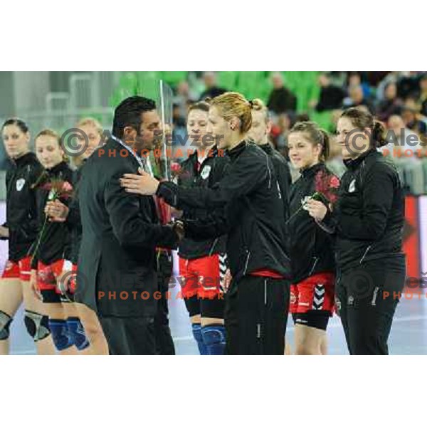 Gorica Acimovic in action during handball match RK Krim Mercator - Metz Handball in EHF Women\'s Champions league, played in Stozice, Ljubljana, Slovenia on March 10,2012 