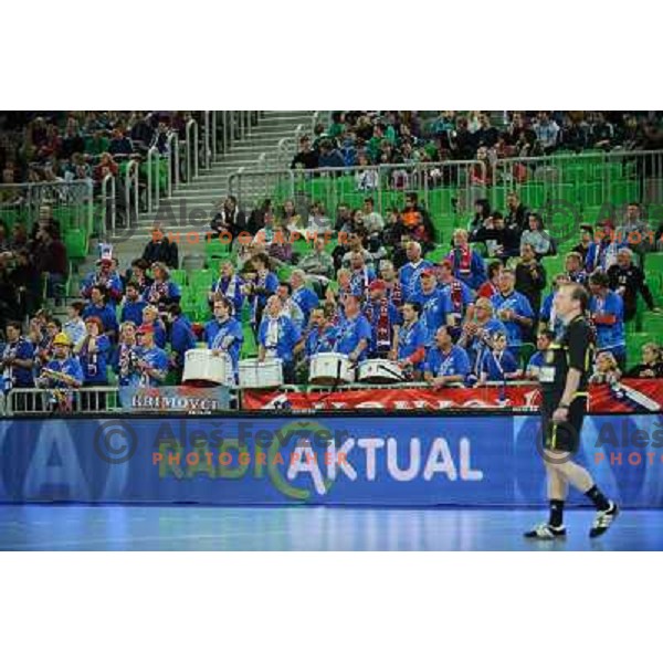 Krim fans during handball match RK Krim Mercator - Metz Handball in EHF Women\'s Champions league, played in Stozice, Ljubljana, Slovenia on March 10,2012 