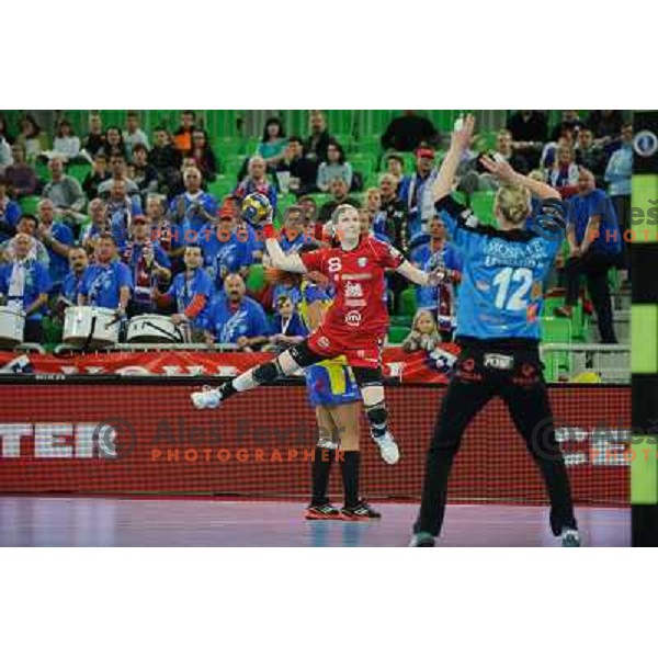 Tamara Mavsar in action during handball match RK Krim Mercator - Metz Handball in EHF Women\'s Champions league, played in Stozice, Ljubljana, Slovenia on March 10,2012 