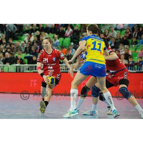 Alja Jankovic in action during handball match RK Krim Mercator - Metz Handball in EHF Women\'s Champions league, played in Stozice, Ljubljana, Slovenia on March 10,2012 