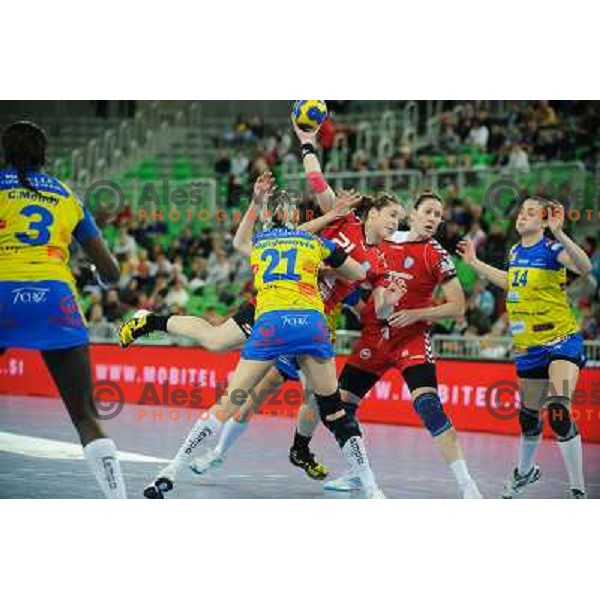 Alja Jankovic in action during handball match RK Krim Mercator - Metz Handball in EHF Women\'s Champions league, played in Stozice, Ljubljana, Slovenia on March 10,2012 