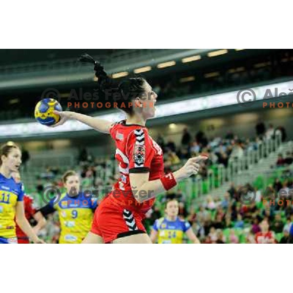 Alja Koren in action during handball match RK Krim Mercator - Metz Handball in EHF Women\'s Champions league, played in Stozice, Ljubljana, Slovenia on March 10,2012 