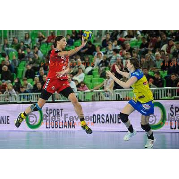 Andrea Penezic in action during handball match RK Krim Mercator - Metz Handball in EHF Women\'s Champions league, played in Stozice, Ljubljana, Slovenia on March 10,2012 