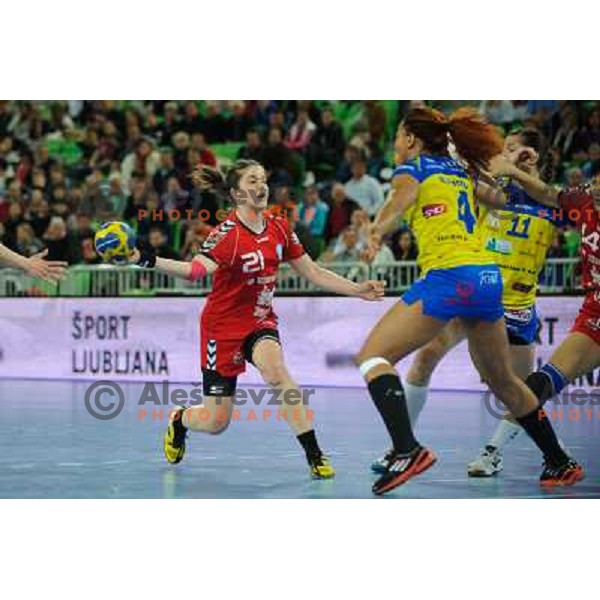 Alja Jankovic in action during handball match RK Krim Mercator - Metz Handball in EHF Women\'s Champions league, played in Stozice, Ljubljana, Slovenia on March 10,2012 