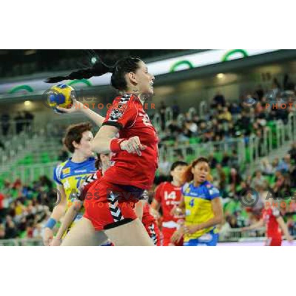 Alja Koren in action during handball match RK Krim Mercator - Metz Handball in EHF Women\'s Champions league, played in Stozice, Ljubljana, Slovenia on March 10,2012 