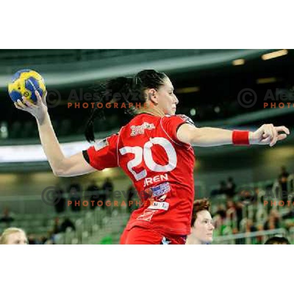 Alja Koren in action during handball match RK Krim Mercator - Metz Handball in EHF Women\'s Champions league, played in Stozice, Ljubljana, Slovenia on March 10,2012 