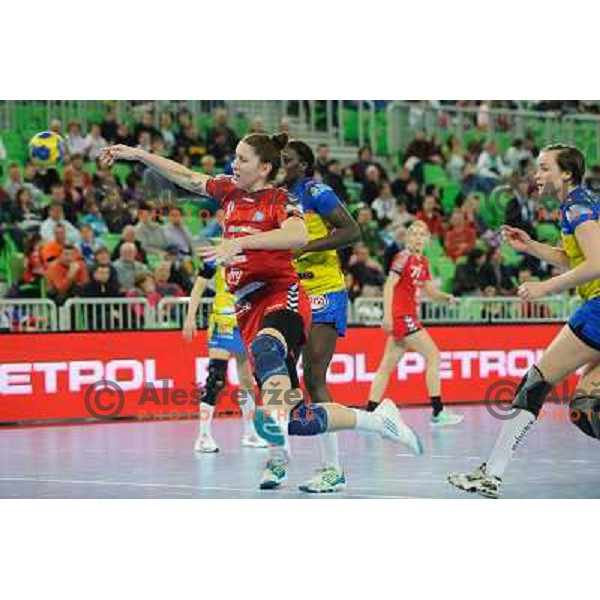 Marija Saric in action during handball match RK Krim Mercator - Metz Handball in EHF Women\'s Champions league, played in Stozice, Ljubljana, Slovenia on March 10,2012 