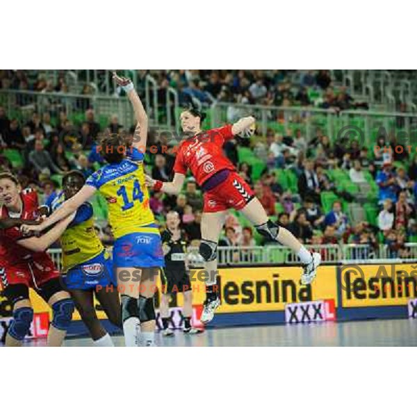 Alja Koren in action during handball match RK Krim Mercator - Metz Handball in EHF Women\'s Champions league, played in Stozice, Ljubljana, Slovenia on March 10,2012 